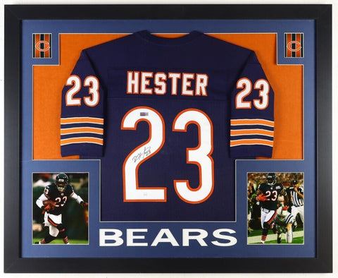 Devin Hester Signed Chicago Bears 35x43 Framed Jersey (JSA) All Time Returns Ldr