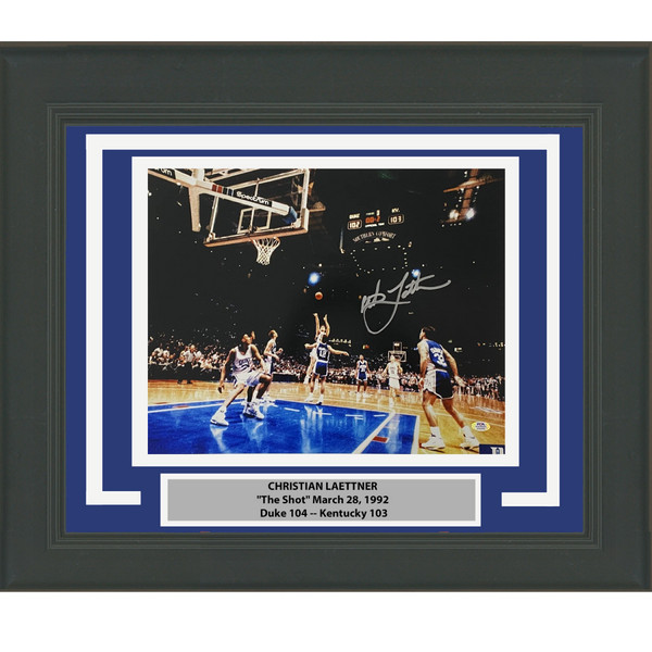 FRAMED Autographed/Signed CHRISTIAN LAETTNER The Shot Duke 16x20 Photo PSA COA