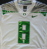 OREGON DUCKS MARCUS MARIOTA AUTOGRAPHED WHITE NIKE JERSEY SIZE L MM HOLO 87166