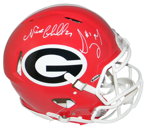 NICK CHUBB & SONY MICHEL SIGNED GEORGIA BULLDOGS AUTHENTIC SPEED HELMET BECKETT