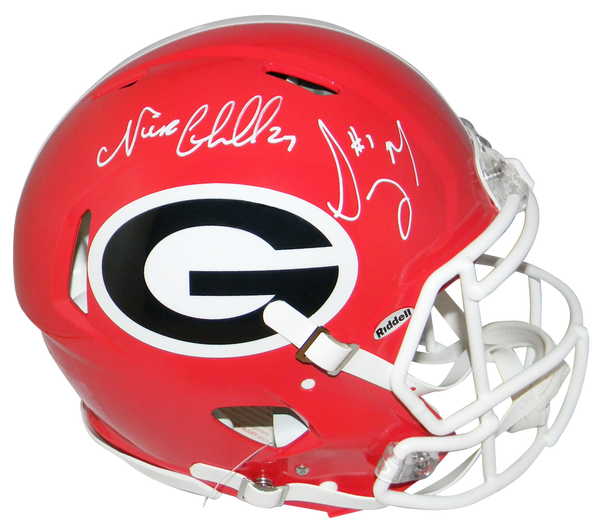 NICK CHUBB & SONY MICHEL SIGNED GEORGIA BULLDOGS AUTHENTIC SPEED HELMET BECKETT