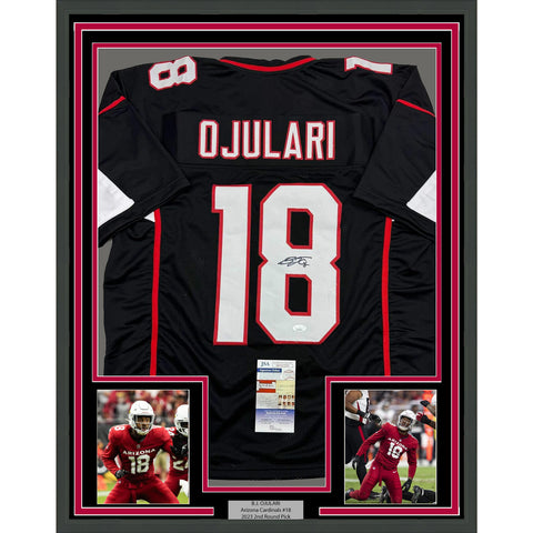 Framed Autographed/Signed B.J. BJ Ojulari 35x39 Arizona Black Jersey JSA COA