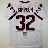 Autographed/Signed OJ O.J. Simpson USC White Football Jersey JSA COA