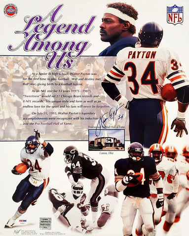 WALTER PAYTON AUTOGRAPHED 16X20 POSTER PHOTO CHICAGO BEARS PSA/DNA STOCK #56040