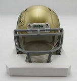 Rocky Bleier HOF Signed/Inscr Gold Mini Helmet Notre Dame Becket Witness 191557