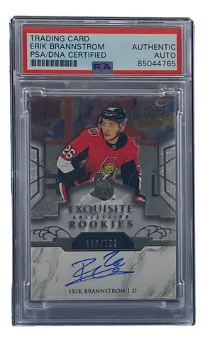 Erik Brannstrom Signed 2019 UD Exquisite #R16 Senators Hockey Card PSA/DNA