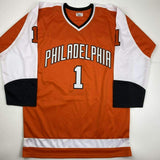 Autographed/Signed Bernie Parent Philadelphia Orange Hockey Jersey JSA COA