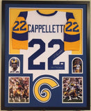 FRAMED JOHN CAPPELLETTI AUTOGRAPHED SIGNED INSCRIBED L.A. RAMS JERSEY JSA COA