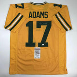 Autographed/Signed DAVANTE ADAMS Green Bay Yellow Football Jersey JSA COA Auto