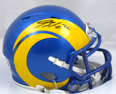 Blake Corum Autographed Los Angeles Rams Speed Mini Helmet-Beckett W Hologram