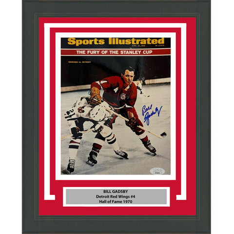 Framed Autographed/Signed Bill Gadsby Detroit Red Wings 8x10 Photo JSA COA