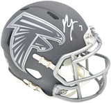 BIJAN ROBINSON AUTOGRAPHED FALCONS SLATE GRAY SPEED MINI HELMET BECKETT 230236