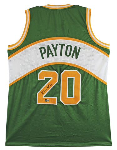 Gary Payton Authentic Signed Green Pro Style Jersey Autographed BAS Witnessed