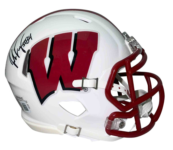 JAKE FERGUSON AUTOGRAPHED WISCONSIN BADGERS SPEED MINI HELMET BECKETT