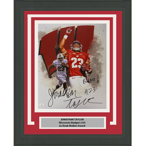 Framed Autographed/Signed Jonathan Taylor Wisconsin Badgers 16x20 Photo JSA COA