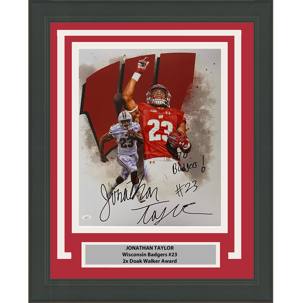 Framed Autographed/Signed Jonathan Taylor Wisconsin Badgers 16x20 Photo JSA COA