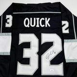 Autographed/Signed Jonathan Quick Los Angeles LA Black Hockey Jersey JSA COA