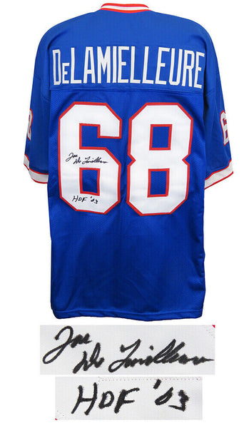 Joe DeLamielleure Signed Blue Throwback Custom Football Jersey w/HOF'03 (SS COA)