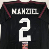 Autographed/Signed Johnny Manziel 12 Heisman Texas A&M Black College Football Je