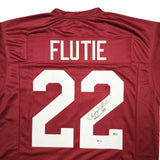 BOSTON COLLEGE EAGLES DOUG FLUTIE AUTOGRAPHED RED JERSEY BECKETT WITNESS 211887