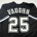 Autographed/Signed Andrew Vaughn Chicago Black Baseball Jersey Beckett BAS COA