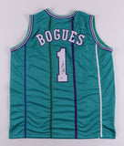 Muggsy Bogues Signed Hornets Jersey (Beckett Holo) Charlotte's 1987 1st Round Pk