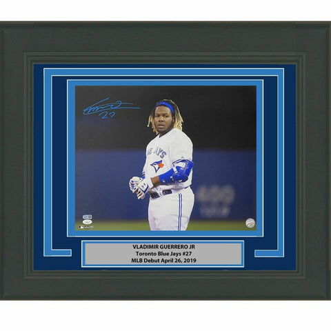 FRAMED Autographed VLADIMIR GUERRERO JR Blue Jays 16x20 Baseball Photo JSA COA