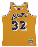 Lakers Magic Johnson Signed 1984-85 M&N HWC Swingman Yellow Jersey BAS Wit