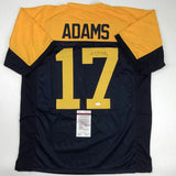 Autographed/Signed DAVANTE ADAMS Green Bay Retro Blue Football Jersey JSA COA