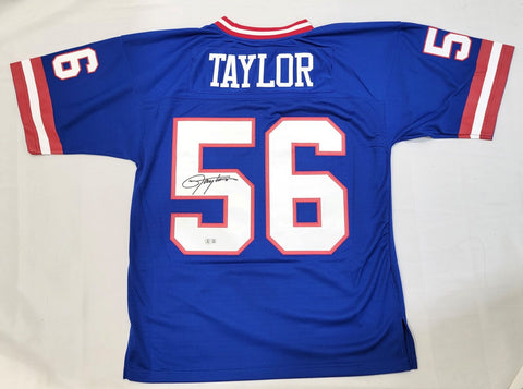 Lawrence Taylor Autographed New York Giants Mitchell & Ness Blue Jersey Beckett