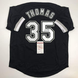 Autographed/Signed FRANK THOMAS Chicago Black Baseball Jersey JSA COA Auto