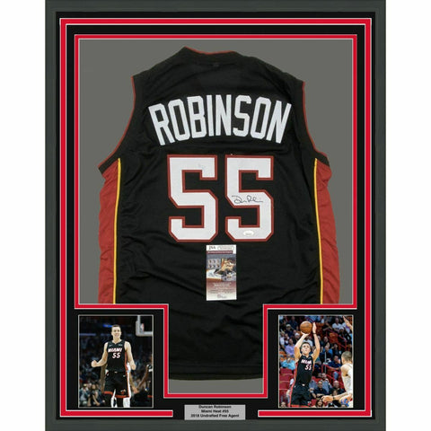 FRAMED Autographed/Signed DUNCAN ROBINSON 33x42 Miami Black Jersey JSA COA Auto