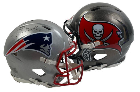 TOM BRADY Autographed Buccaneers / Patriots Split Authentic Helmet FANATICS