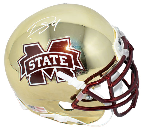 DARIUS SLAY SIGNED MISSISSIPPI STATE BULLDOGS GOLD CHROME MINI HELMET JSA