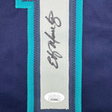 Framed Autographed/Signed Edgar Martinez 35x39 Seattle Blue Jersey JSA COA