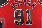 Dennis Rodman Autographed Chicago Bulls Mitchell Ness Framed Jersey Beckett COA