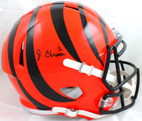 Ja'Marr Chase Autographed Cincinnati Bengals F/S Speed Helmet -Beckett W Holo