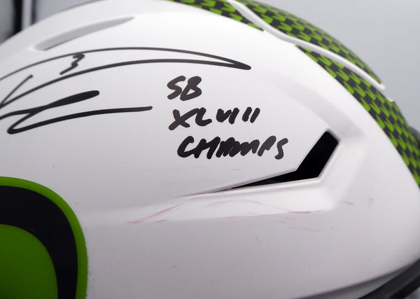 Russell Wilson Autographed Seattle Seahawks White Lunar