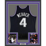 Framed Autographed/Signed Chris Webber 35x39 Sacramento M&N Jersey Fanatics COA