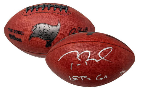 TOM BRADY Autographed "Let's Go" Duke Bucs Metallic Logo Football FANATICS LE 12