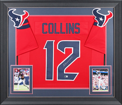 Nico Collins Authentic Signed Red Pro Style Framed Jersey BAS Witnessed