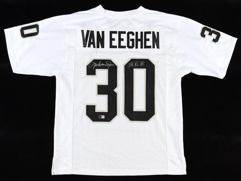 Mark van Eeghen Signed Oakland Raiders Jersey Inscribed "SB XI XV" (Beckett) R.B