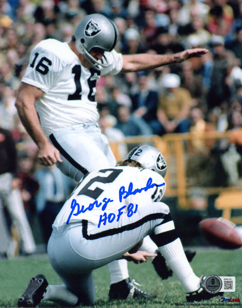 George Blanda Autographed Oakland Raiders 8x10 Photo HOF Beckett 45642