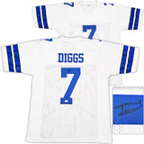 DALLAS COWBOYS TREVON DIGGS AUTOGRAPHED WHITE JERSEY BECKETT BAS QR 233691