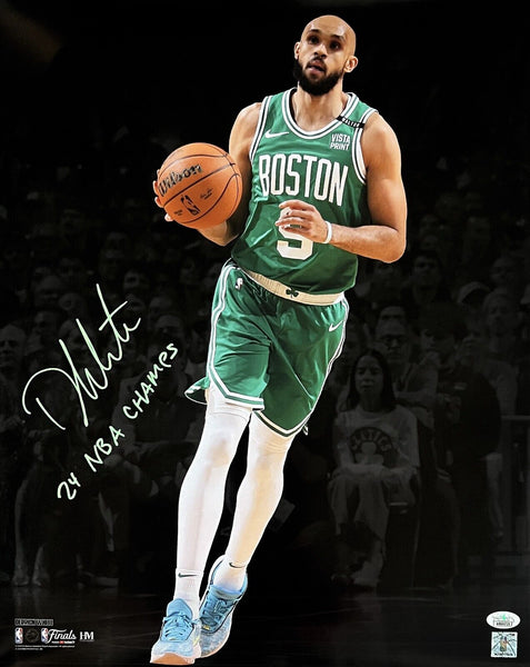 Derrick White Celtics Signed 24 NBA CHAMPS Inscribed Finals Spotlight 16x20 JSA