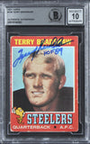 Steelers Terry Bradshaw "HOF 89" Signed 1971 Topps #156 RC Auto 10! BAS Slab 2