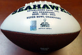 RUSSELL WILSON AUTOGRAPHED WHITE LOGO FOOTBALL SEATTLE SEAHAWKS RW HOLO 105663