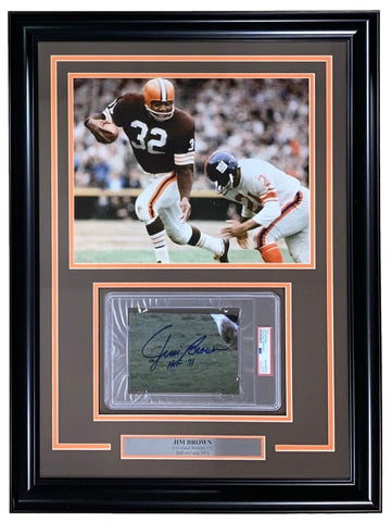 Jim Brown Signed Framed Cleveland Browns HOF 71 Cut Signature PSA/DNA 85082035