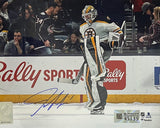 Jeremy Swayman Warming Up Boston Bruins Autographed 8x10 Hockey Photo JSA PSA