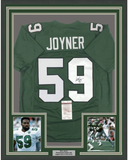 Framed Autographed/Signed Seth Joyner 33x42 Philadelphia Green Jersey JSA COA